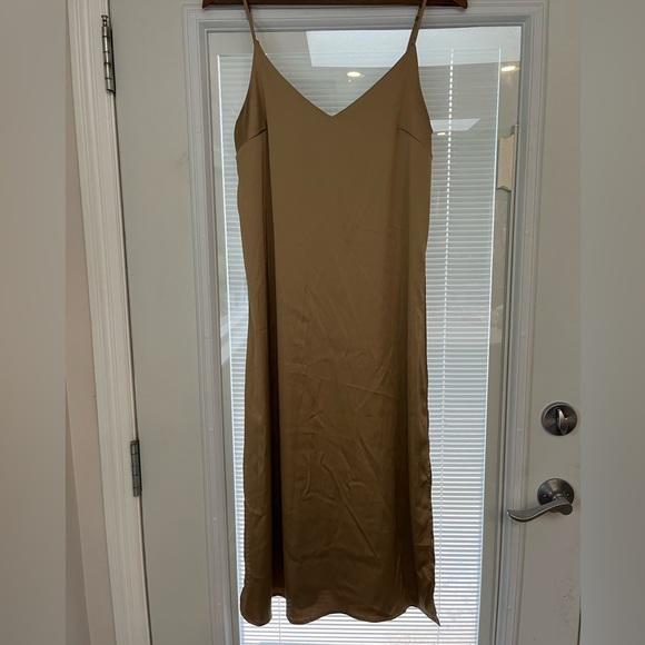 Midi gold silk satin dress size S - Picture 2 of 4